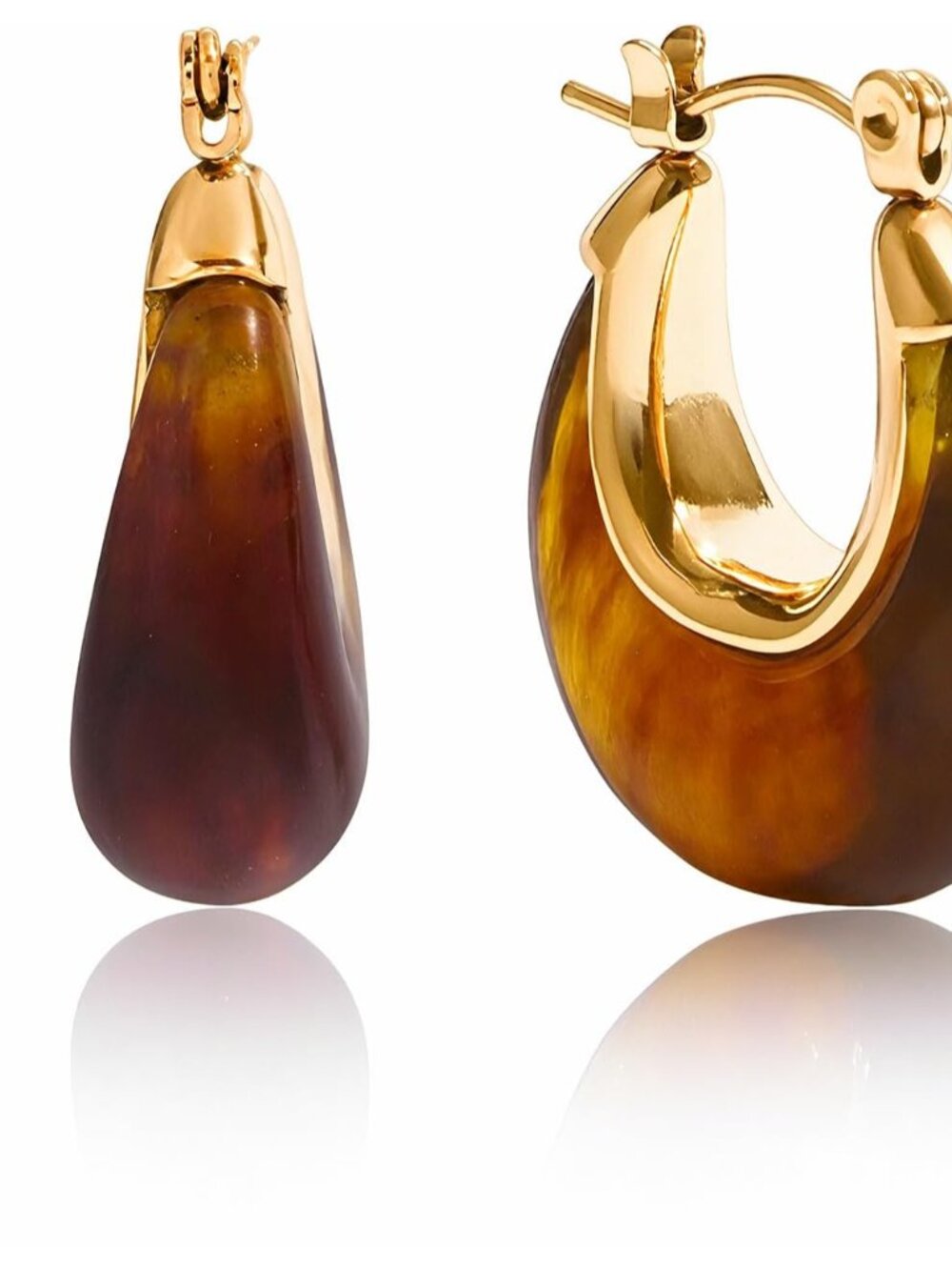 Vintage Earrings for Women, Chunky 14K Gold Plated Resin Hoop Earrings Lightweig